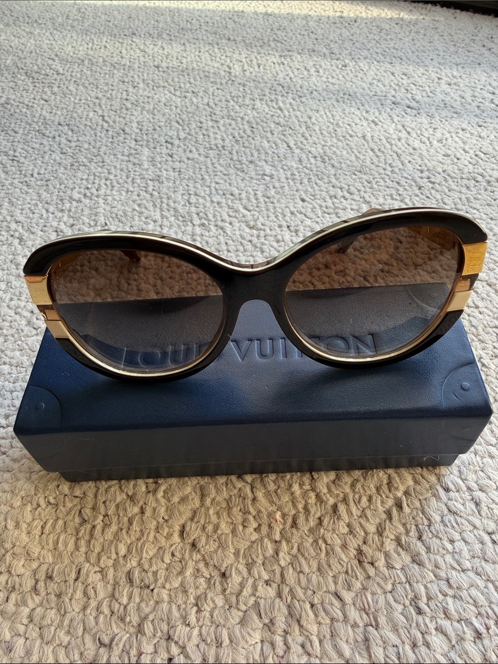 Louis Vuitton Women's Black and Gold Cat-Eye Sunglasses